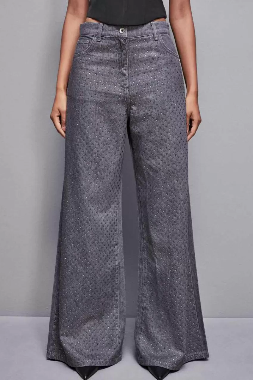 jeans_grigio_vita_bassa_wide_leg_con_strass_2.webp Patrizia Pepe Jeans<Jeans vita bassa wide leg con strass