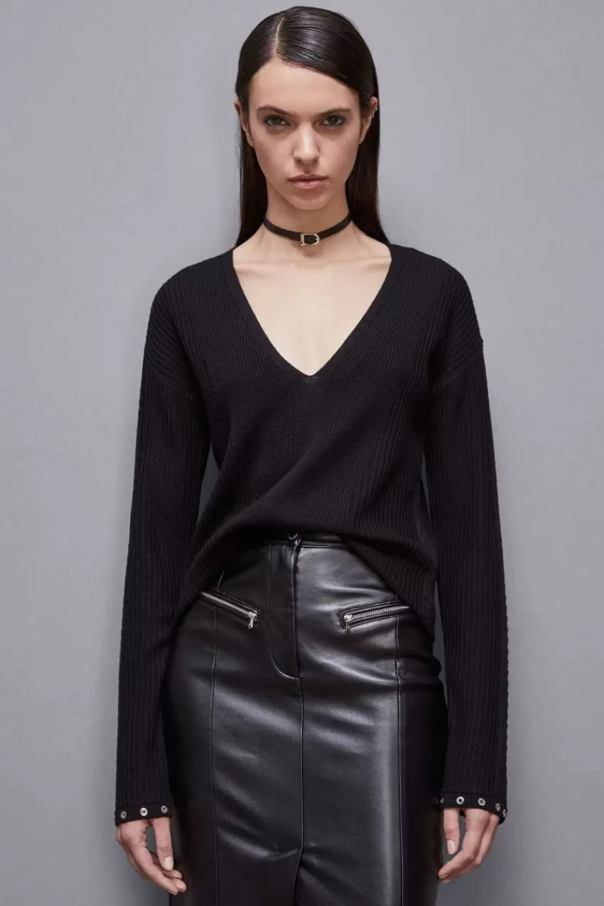 maglia_a_costine_in_lana_essential_3.webp Patrizia Pepe Maglie<Maglia a costine in lana Essential