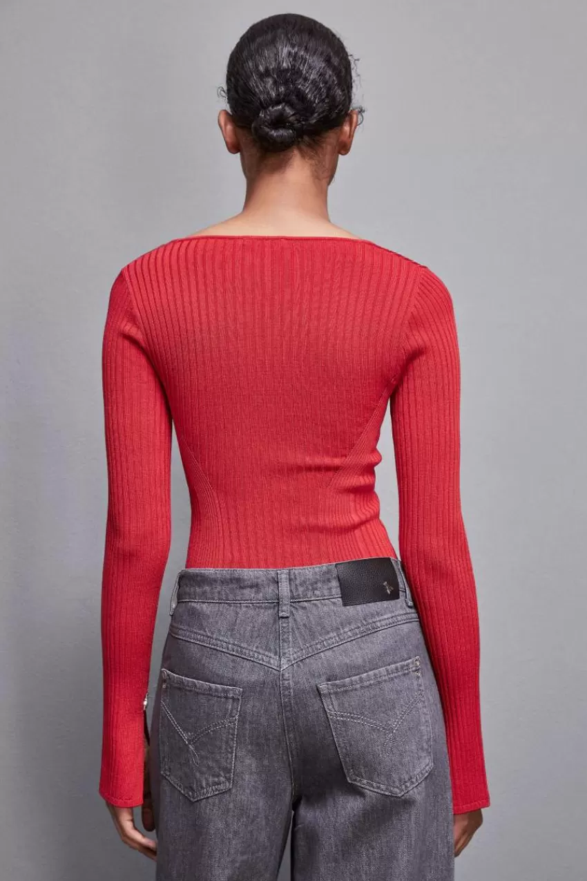 maglia_a_costine_in_misto_viscosa_2.webp Patrizia Pepe Maglie<Maglia a costine in misto viscosa