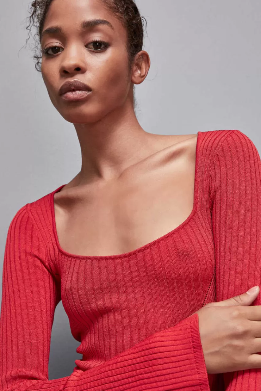 maglia_a_costine_in_misto_viscosa_3.webp Patrizia Pepe Maglie<Maglia a costine in misto viscosa