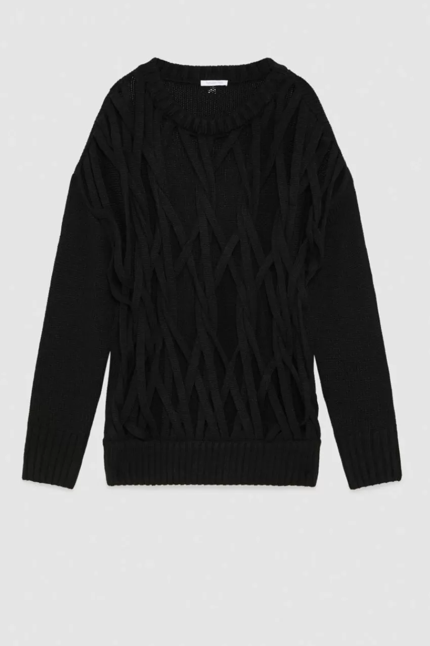 maglia_con_intreccio_in_lana_4.webp Patrizia Pepe Maglie<Maglia con intreccio in lana