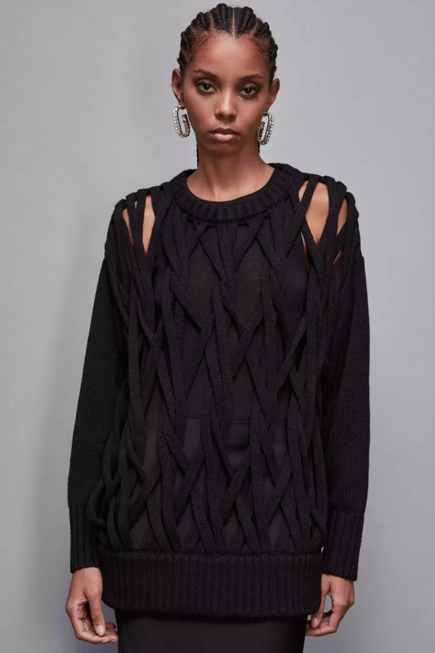 maglia_con_intreccio_in_lana_5.webp Patrizia Pepe Maglie<Maglia con intreccio in lana