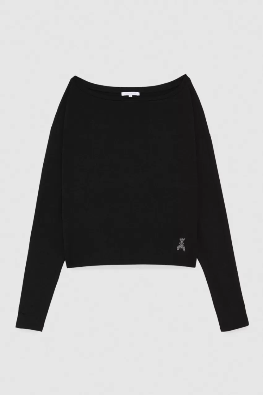 maglia_con_spalla_scesa_essential_4.webp Patrizia Pepe Tops<Maglia con spalla scesa "Essential"