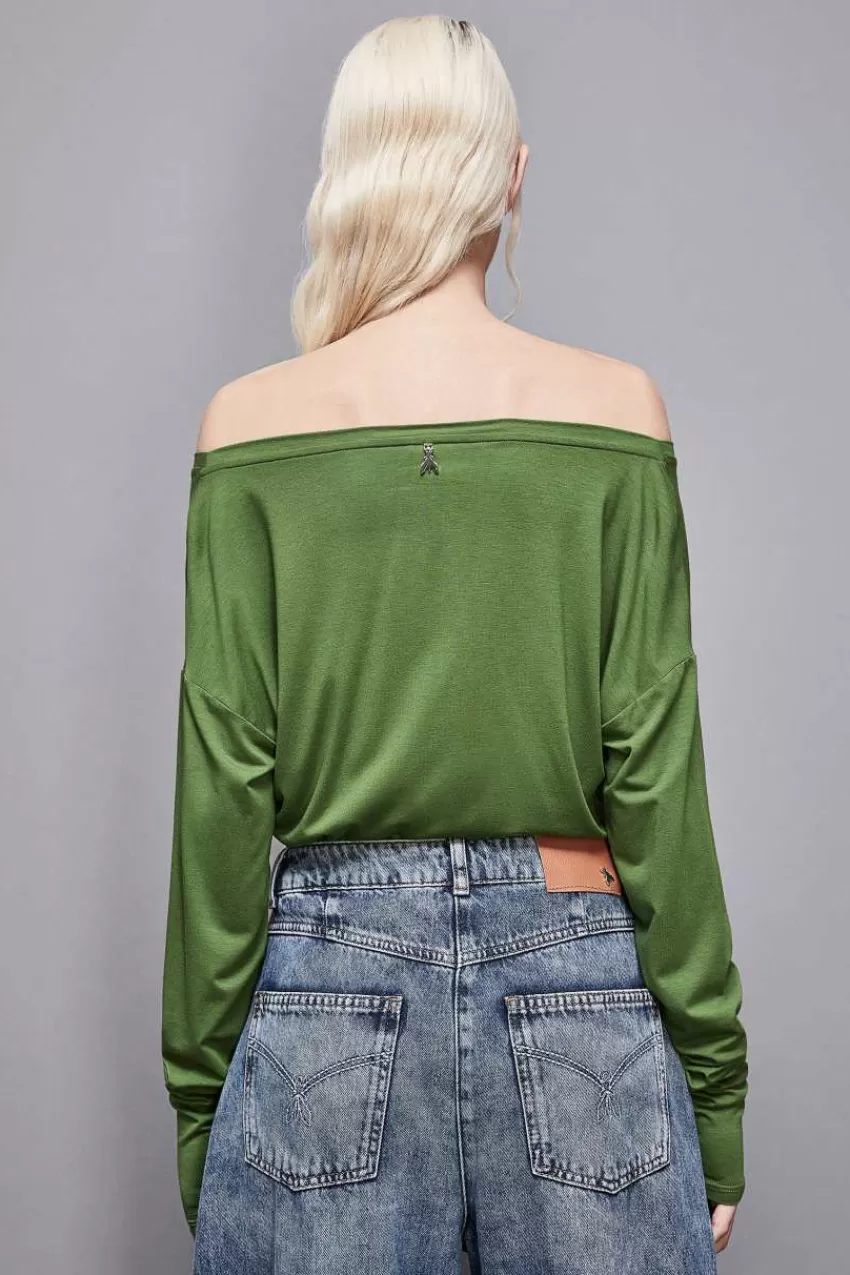 maglia_maniche_lunghe_in_viscosa_essential_2.webp Patrizia Pepe Tops<Maglia maniche lunghe in viscosa Essential