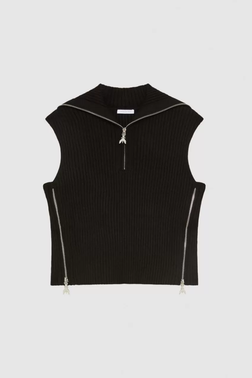 maglia_senza_maniche_in_viscosa_essential_4.webp Patrizia Pepe Maglie | Foulard<Maglia senza maniche in viscosa Essential