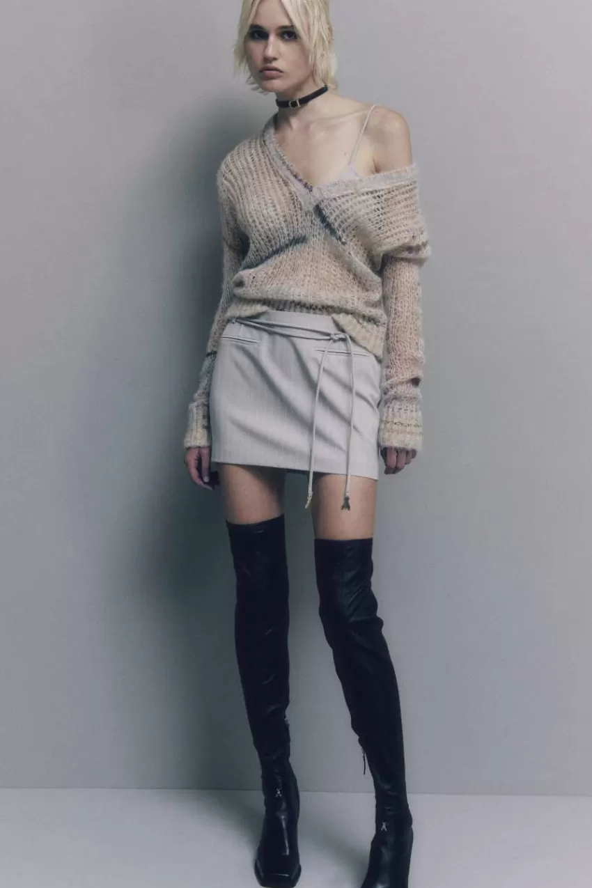 minigonna_a_vita_bassa_gessata_6.webp Patrizia Pepe Mini<Minigonna a vita bassa gessata