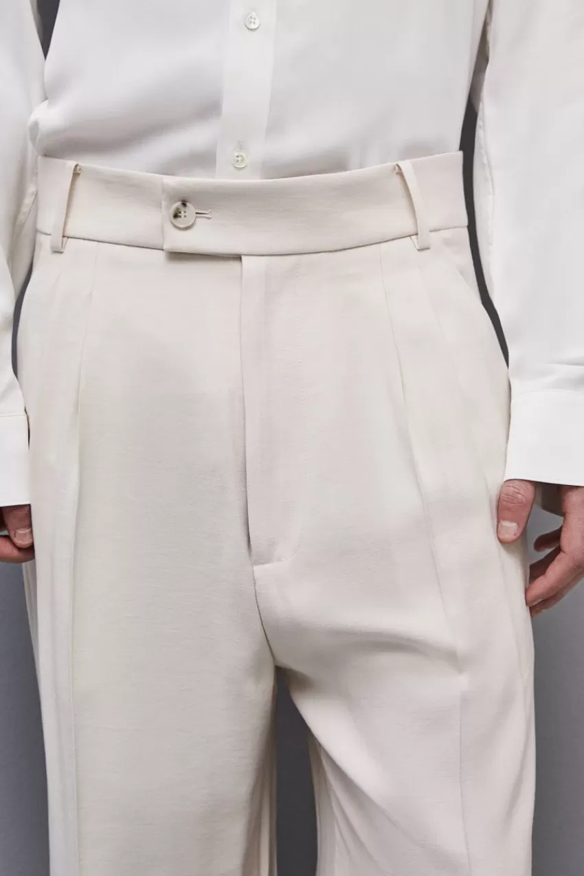 pantalone_con_pinces_in_twill_di_viscosa_3.webp Uomo Patrizia Pepe Pantaloni<Pantalone con pinces in twill di viscosa