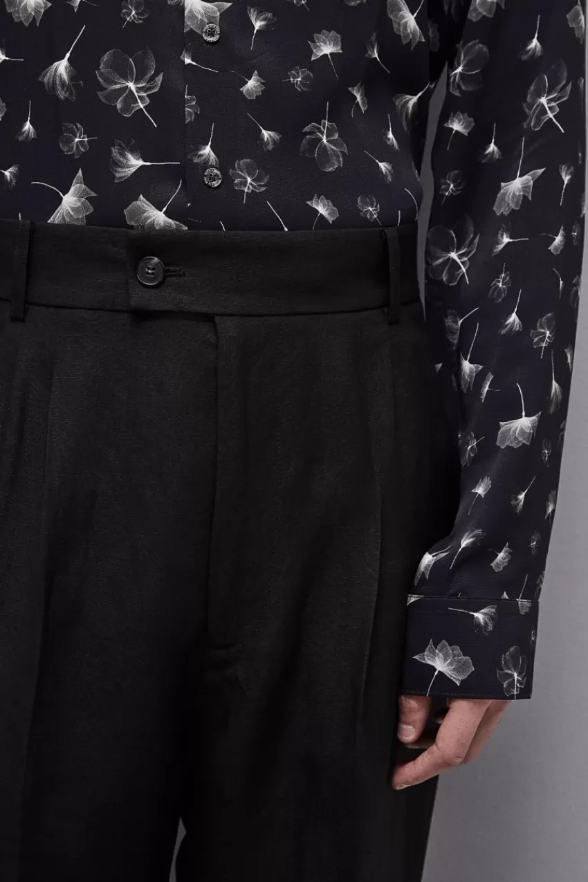 pantalone_con_pinces_misto_lino_e_viscosa_3.webp Uomo Patrizia Pepe Pantaloni<Pantalone con pinces misto lino e viscosa