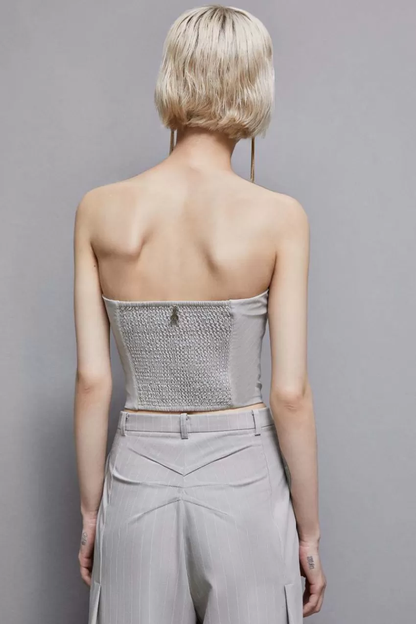 top_bustier_gessato_in_flanella_2.webp Patrizia Pepe Tops<Top bustier gessato in flanella