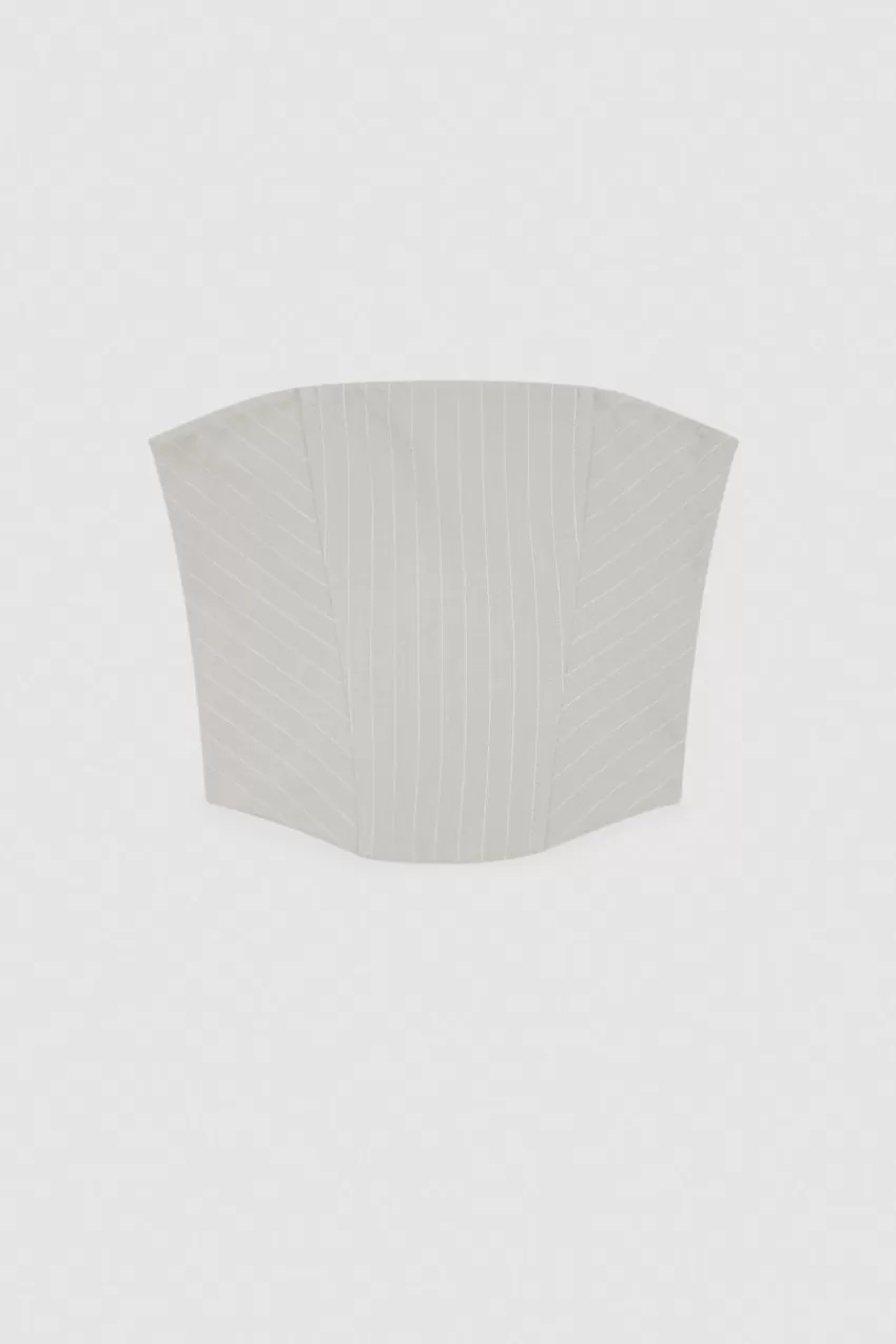 top_bustier_gessato_in_flanella_4.webp Patrizia Pepe Tops<Top bustier gessato in flanella