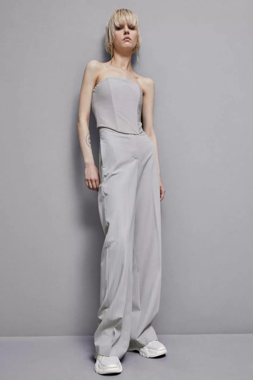 top_bustier_gessato_in_flanella_5.webp Patrizia Pepe Tops<Top bustier gessato in flanella