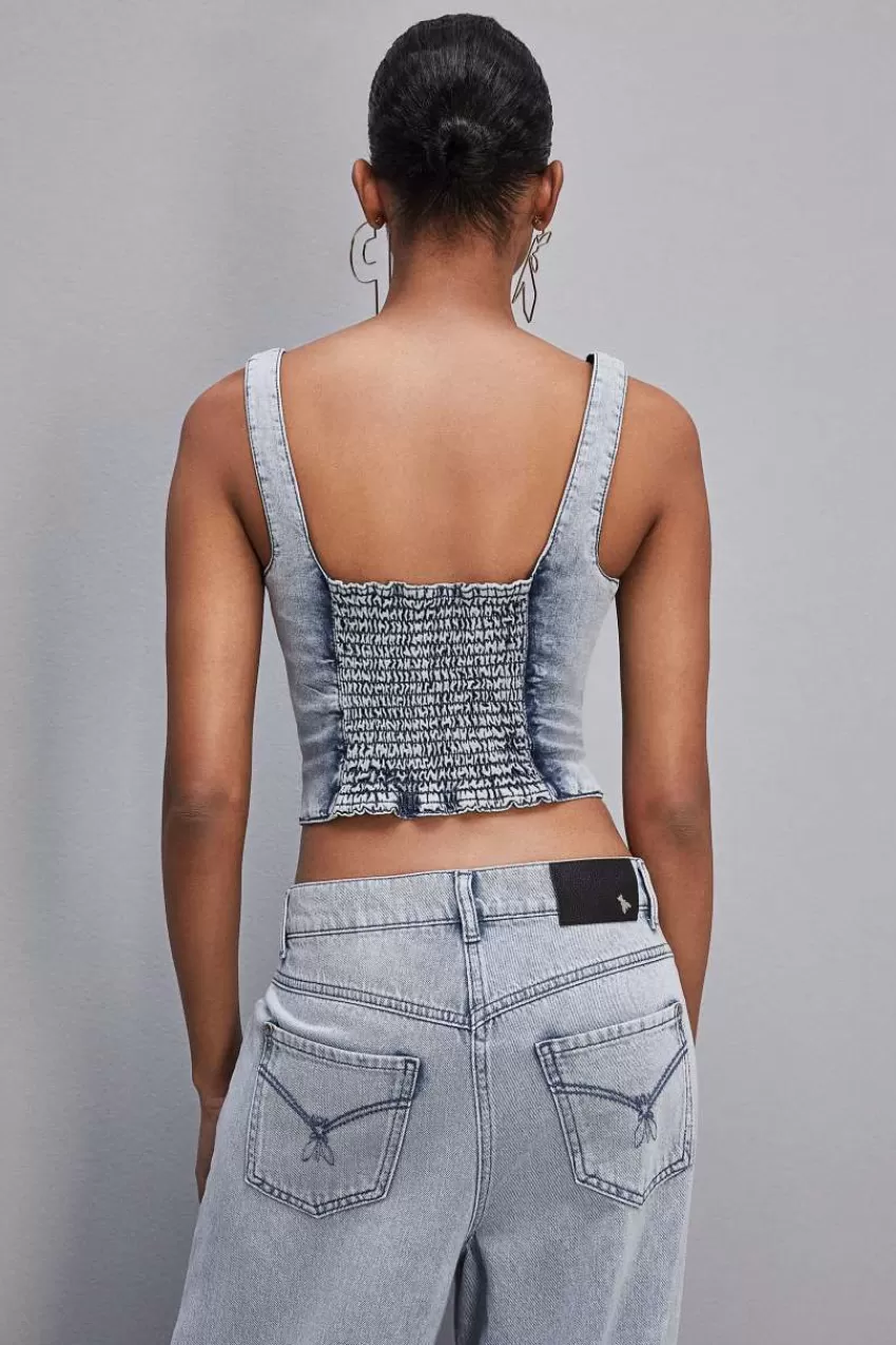 top_di_jeans_stretch_2.webp Patrizia Pepe Tops<Top di jeans stretch