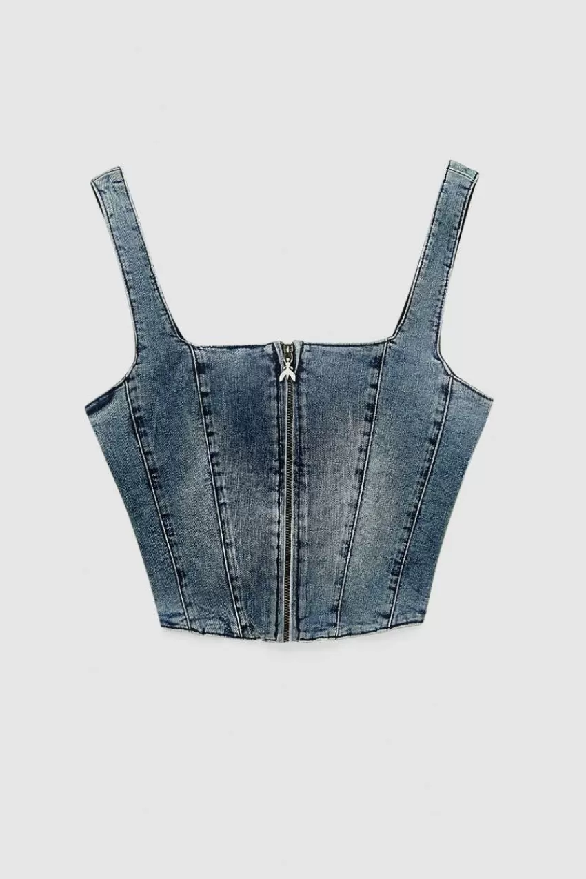 top_di_jeans_stretch_4-1.webp Patrizia Pepe Tops<Top di jeans stretch