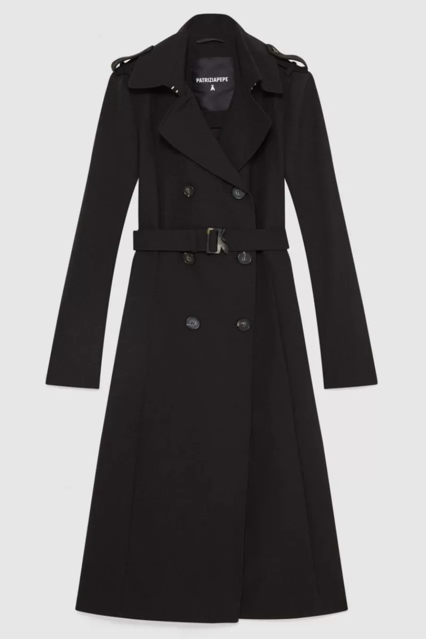 trench_con_fibbia_in_nylon_bielastico_4.webp Patrizia Pepe Trench<Trench con fibbia in nylon bielastico