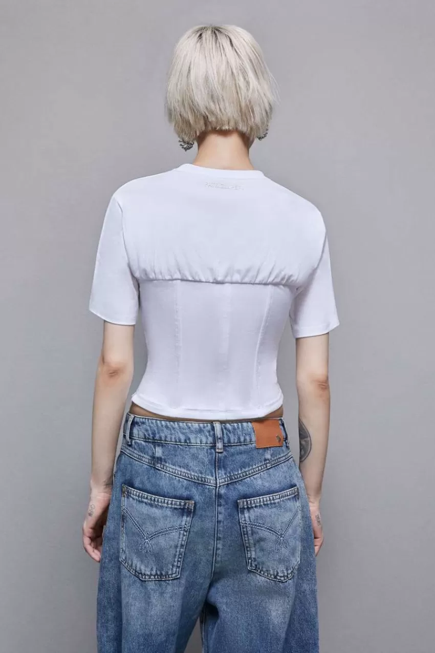 tshirt_bustier_in_jersey_di_cotone_2.webp Patrizia Pepe T-Shirts<T-shirt bustier in Jersey di cotone