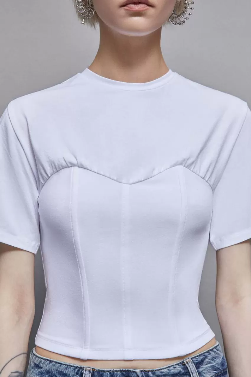 tshirt_bustier_in_jersey_di_cotone_3.webp Patrizia Pepe T-Shirts<T-shirt bustier in Jersey di cotone